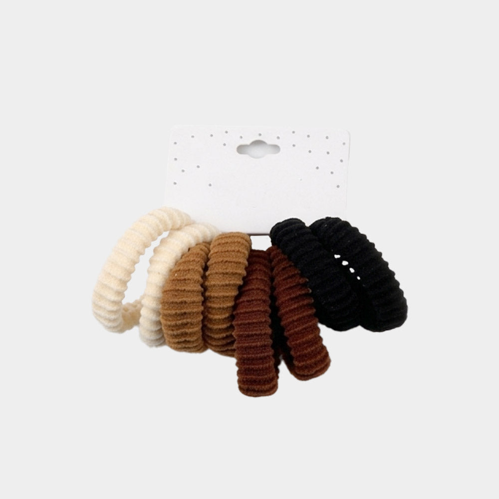 12 SET OF 8 - Textured Elastic Hairband Set