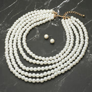 Pearl Beaded Multi Layered Statement Necklace