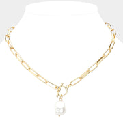 Pearl Pendant Toggle Necklace