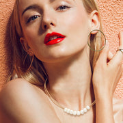 Freshwater Pearl Double Faux Leather Cord Necklace