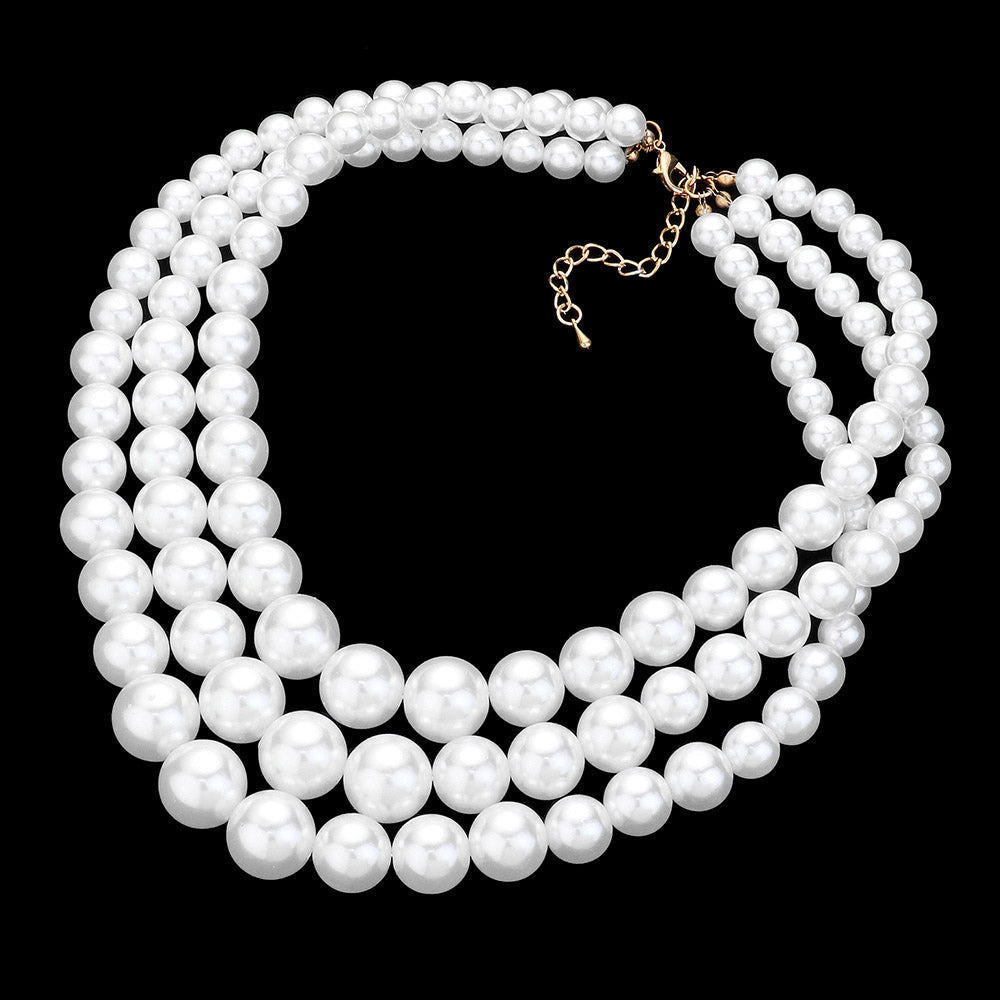 3Row Strand Pearl Necklace
