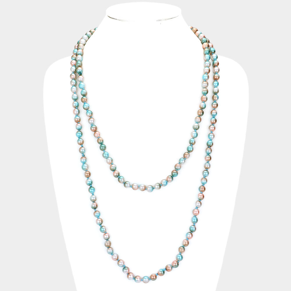 Multi Colored Pearl Long Necklace