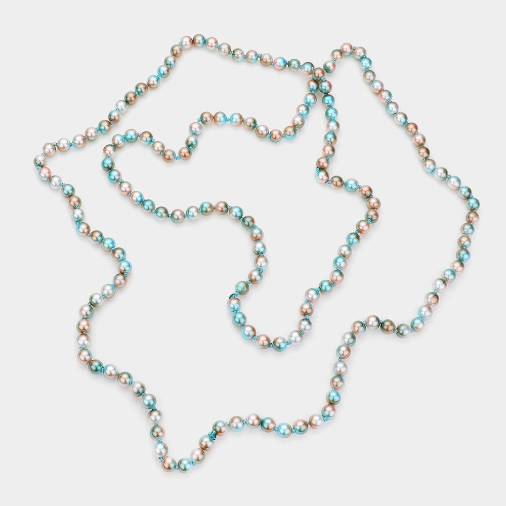 Multi Colored Pearl Long Necklace
