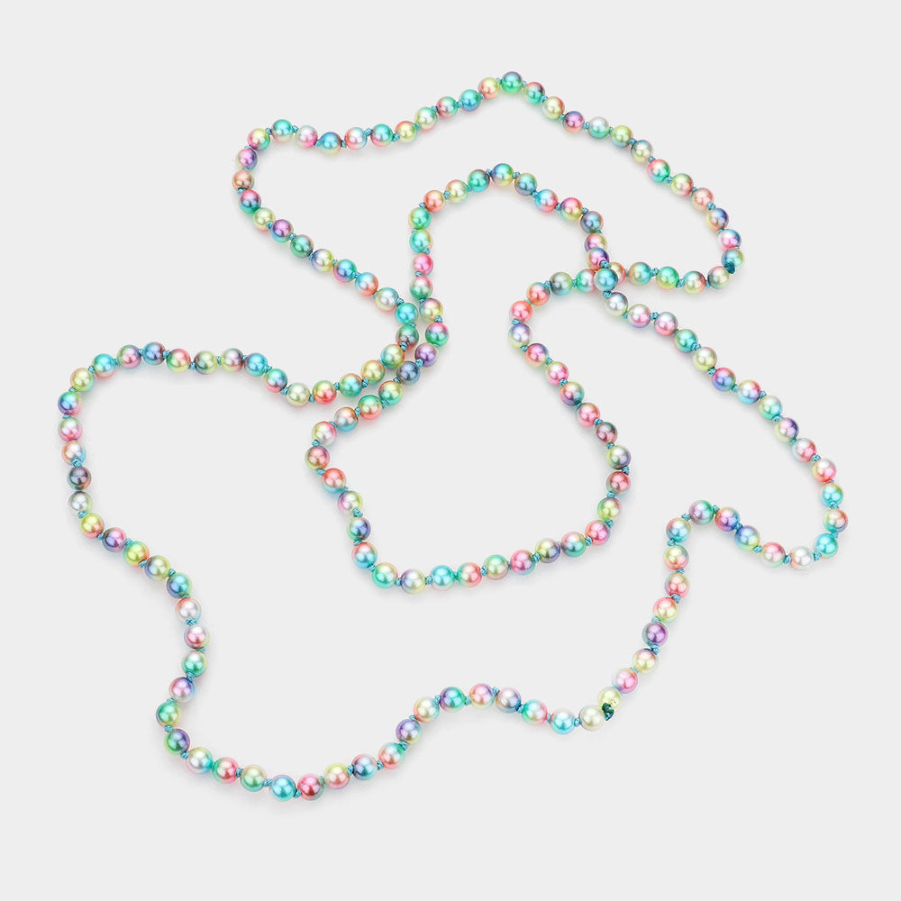 Multi Colored Pearl Long Necklace