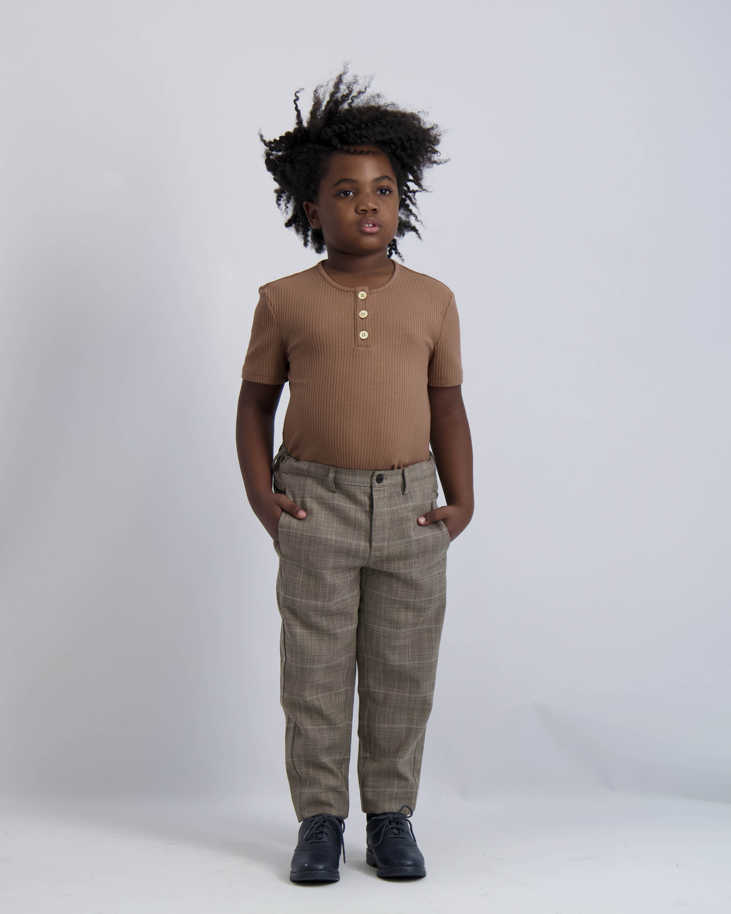 Gingerbread Ribbed Button Top