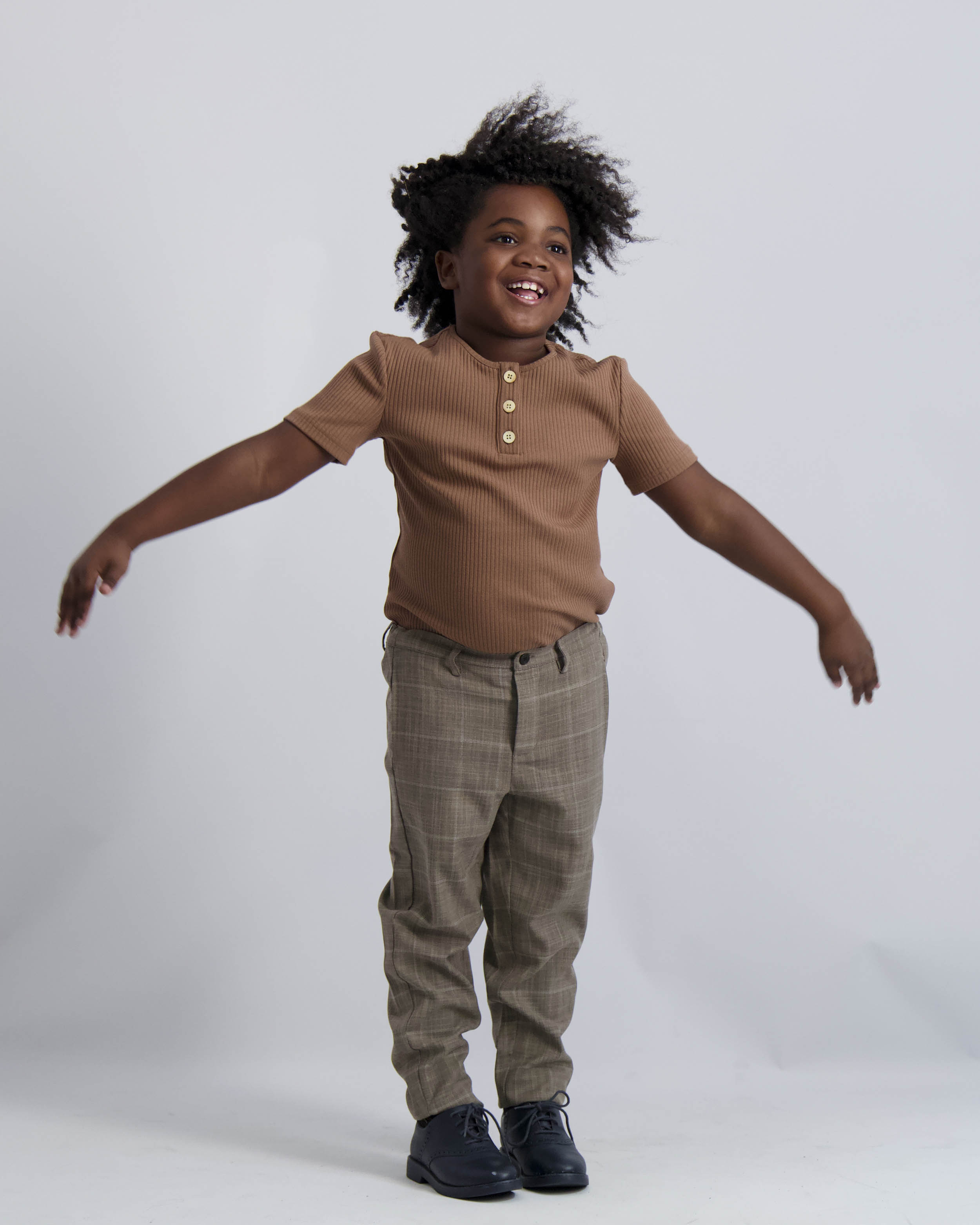 Gingerbread Ribbed Button Top