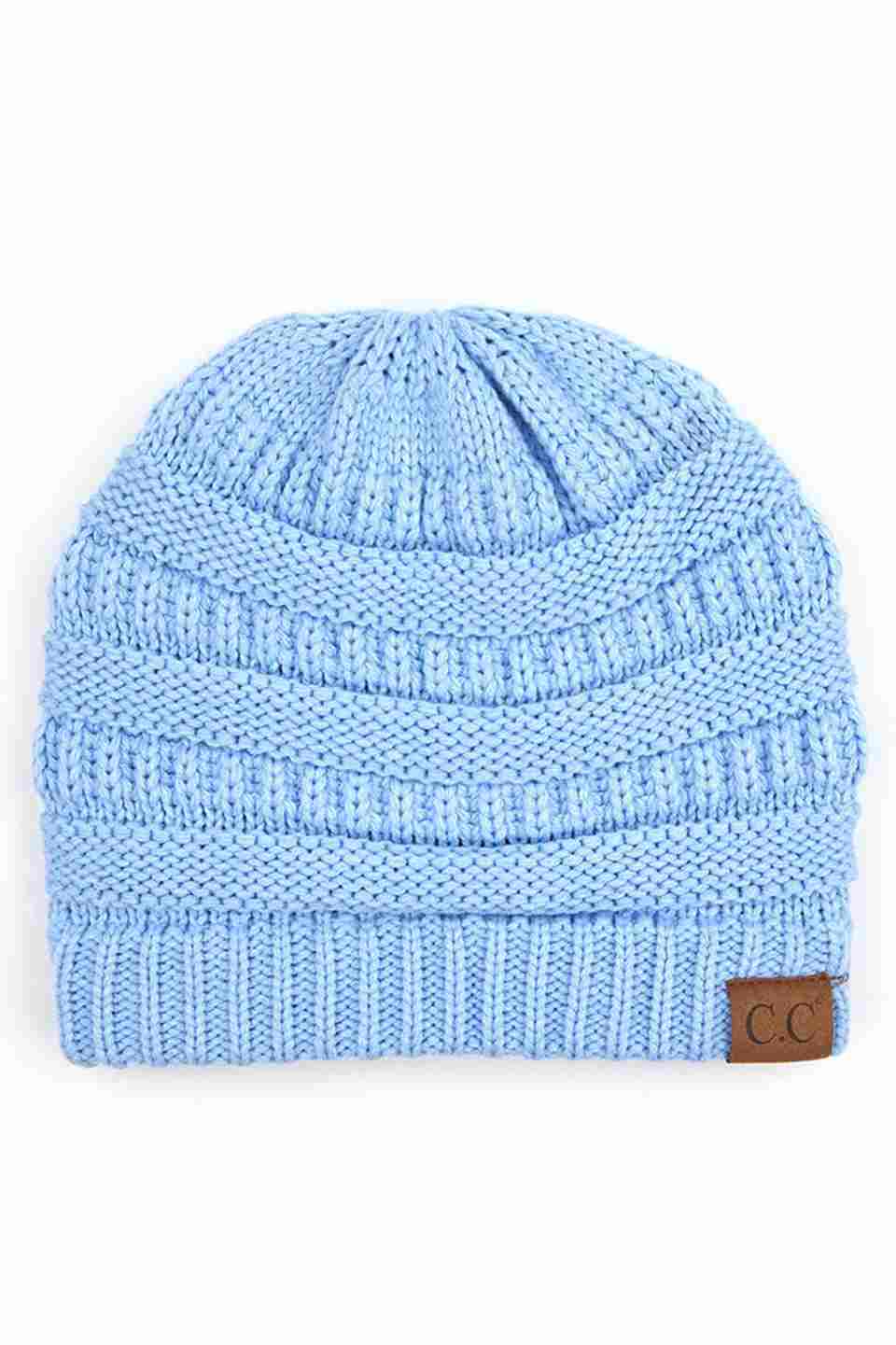 C.C Women's Ribbed Knit Solid Color Beanie