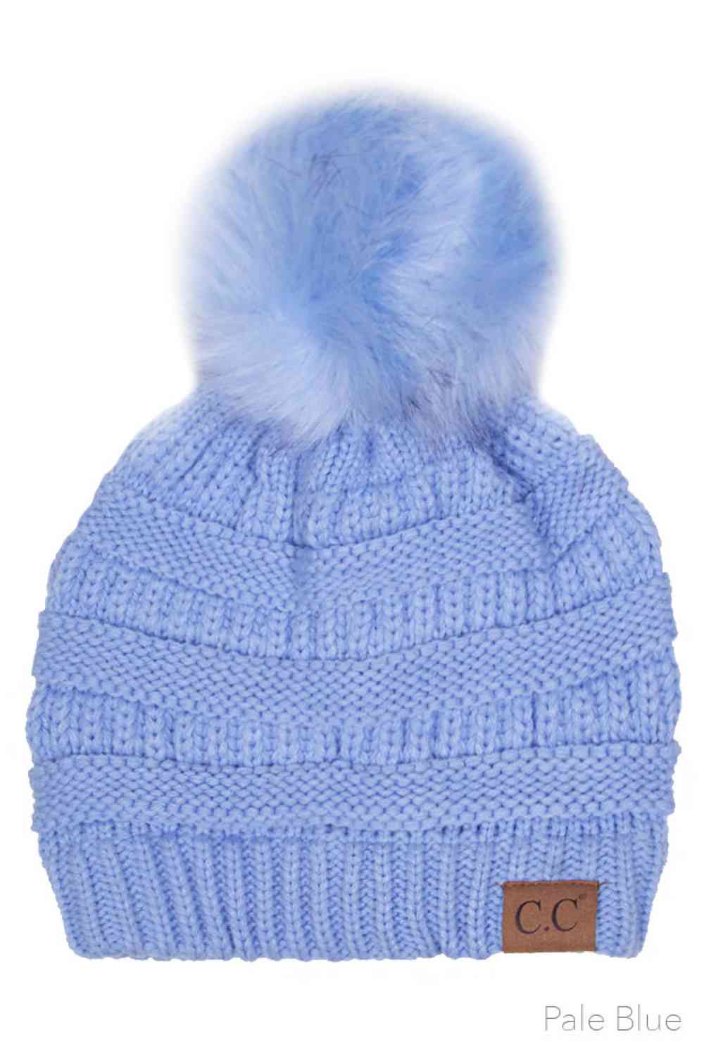 C.C Solid Color Knit Beanie With Pom
