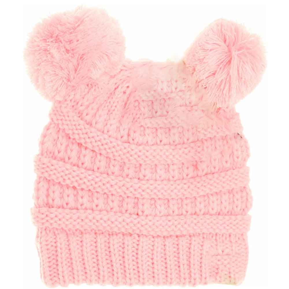 BABY Solid Double Pom C.C Beanie
