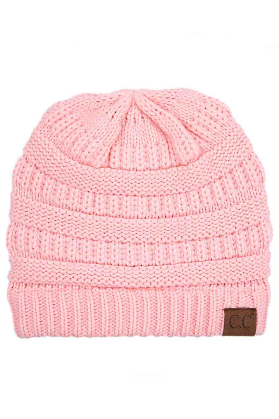 C.C Women's Ribbed Knit Solid Color Beanie