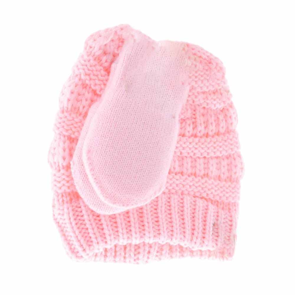 BABY Solid C.C Beanie with Mitten SET