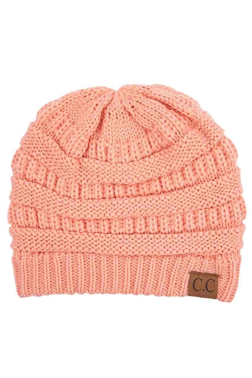 C.C Women's Ribbed Knit Solid Color Beanie