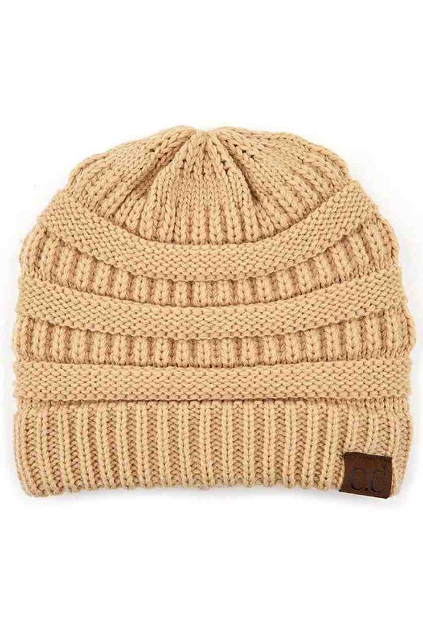 C.C Women's Ribbed Knit Solid Color Beanie