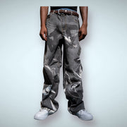 RM204B - Graphic Printed Baggy Jeans