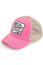 C.C BE YOURSELF Patch Criss-cross Pony Cap