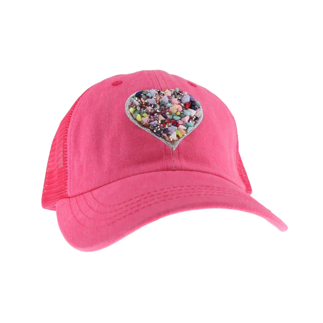 C.C Heart Stone Embellishment Baseball Cap