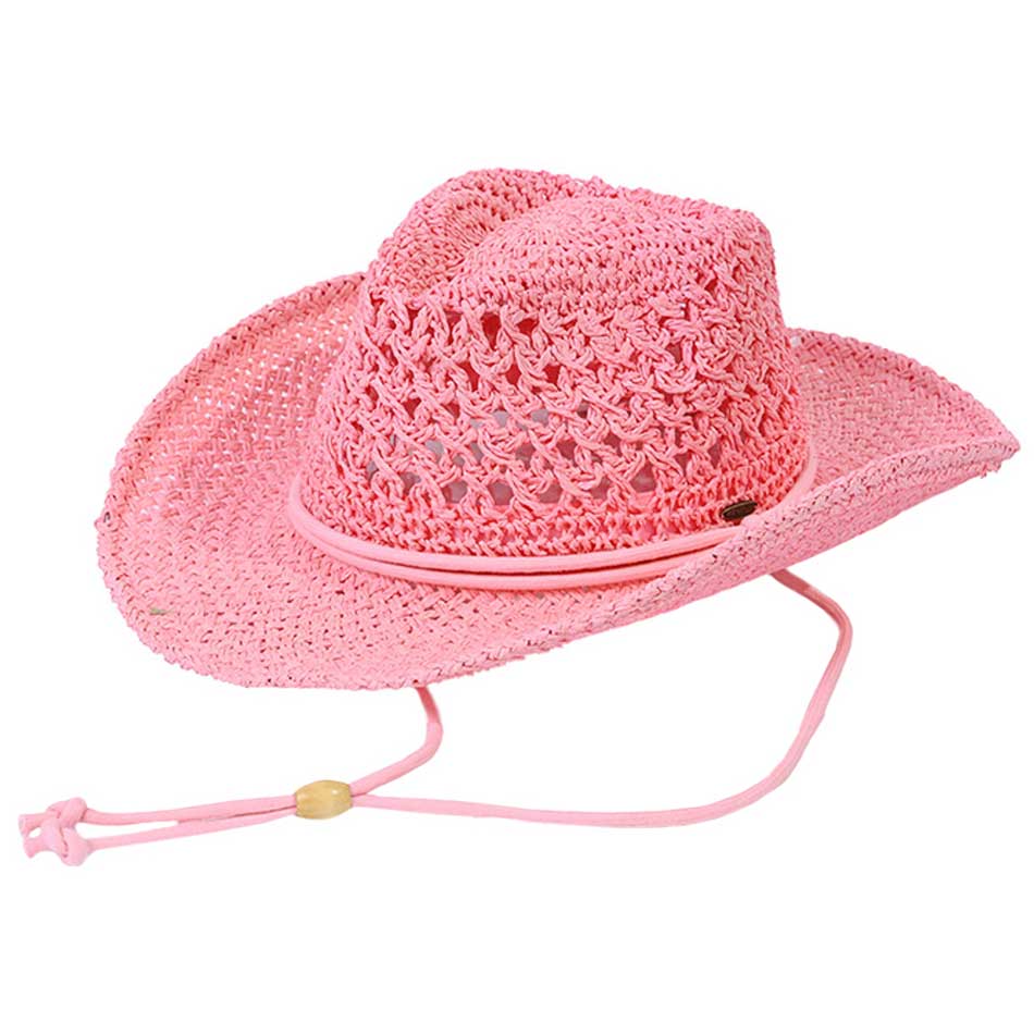 C.C Women's Paper Straw Open Weaved Cowboy Hat