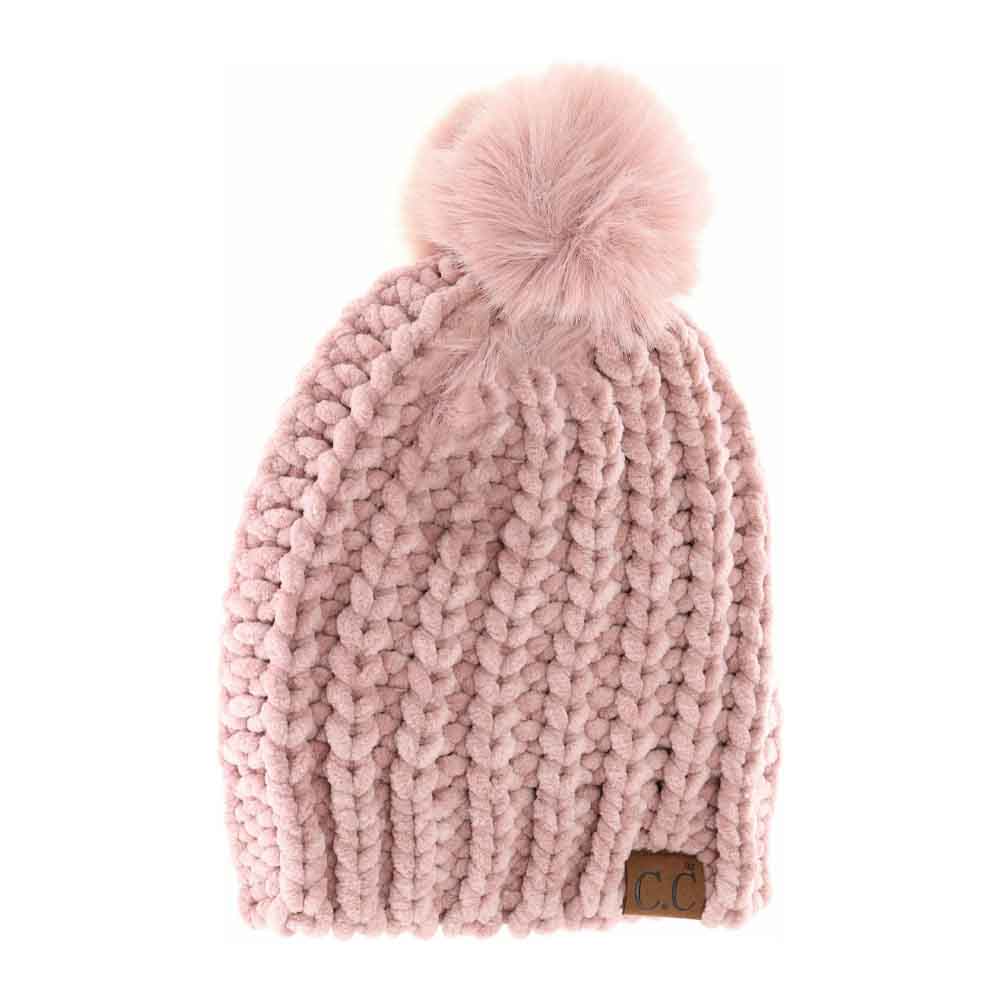 C.C Soft Chenille Chunky Yarn Beanie Hat