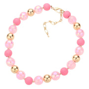 Chunky Glass Metal Ball Beaded Necklace