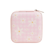 Daisy Flower Checkered Pattern Portable Square Jewelry Box