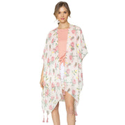 Elegant Flower Printed Cover Up Kimono Poncho
