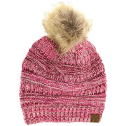 Four-Tone Fur Pom C.C Beanie