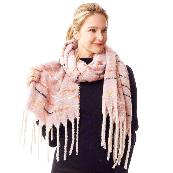 Glitz Colorful Stitch Fuzzy Oblong Scarf