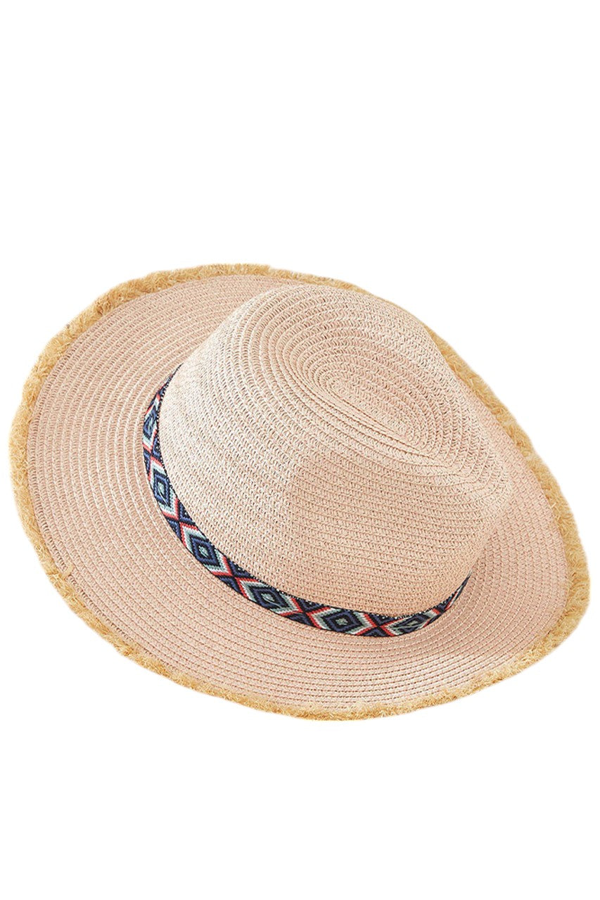 Indian tribes trim frayed fedora hat