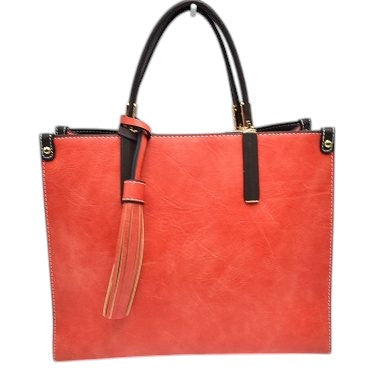 Large Shoulder Vegan Leather Tassel Handbag For Women