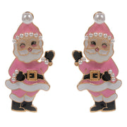 Pearl Enamel Santa Earrings