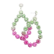 Floral Open Teardrop Ombre Evening Earrings