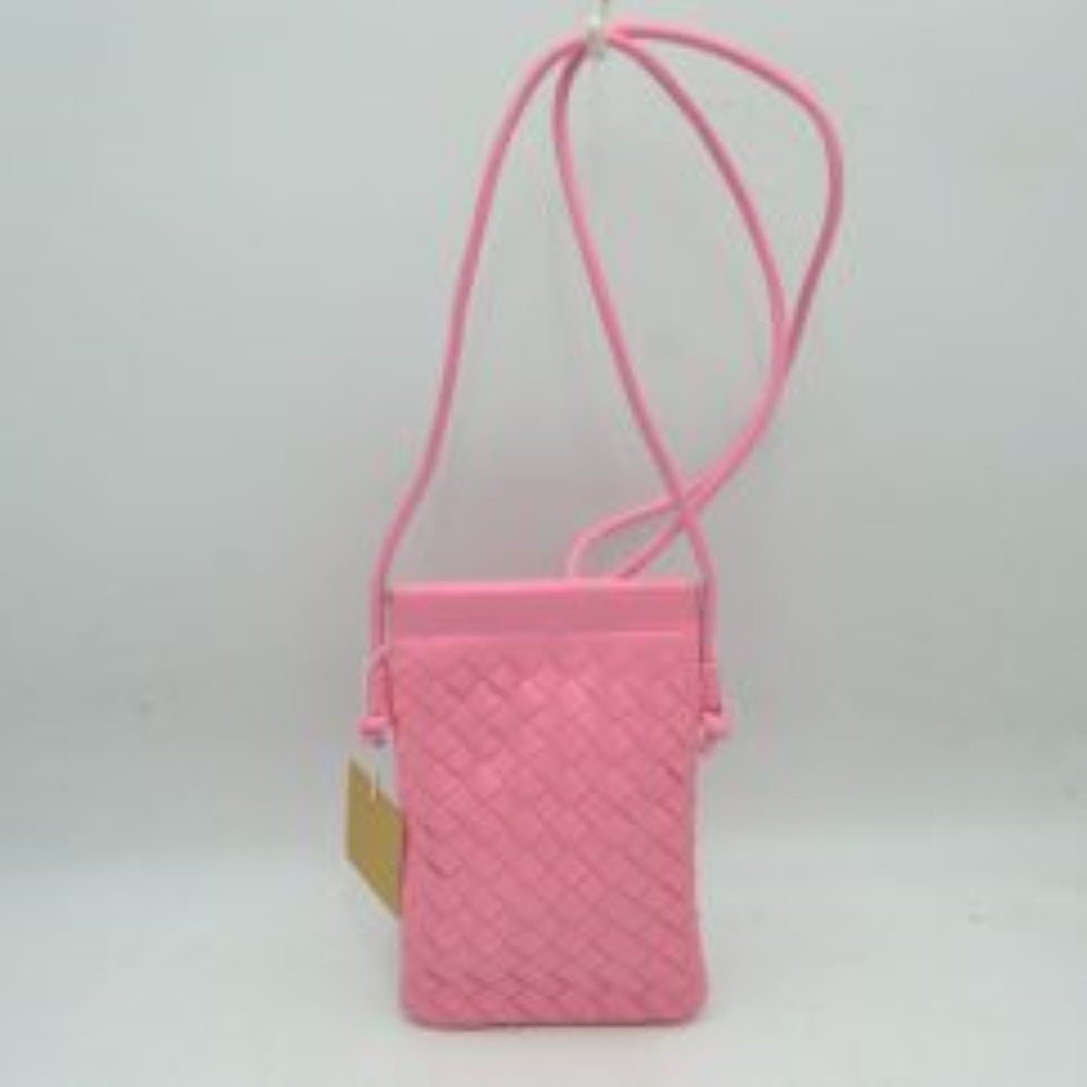 Woven Texture Vertical Phone Pouch Crossbody Bag with Cord Strap