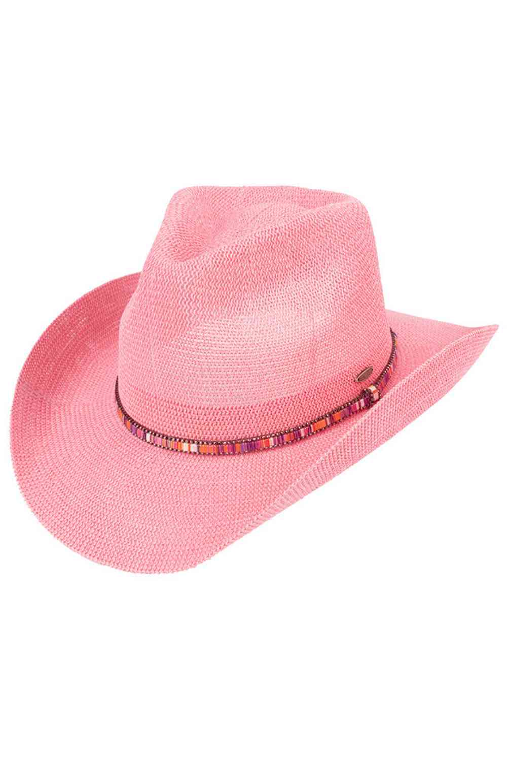 C.C Multi Colored Trim Band Knitted Cowboy Hat