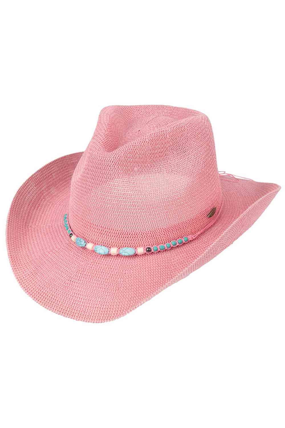 C.C Turquoise Stone with Beaded String Band Cowboy Hat