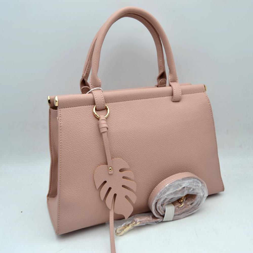 Elegant Tote Handbag with Detachable Shoulder Strap & Round Charm Keychain