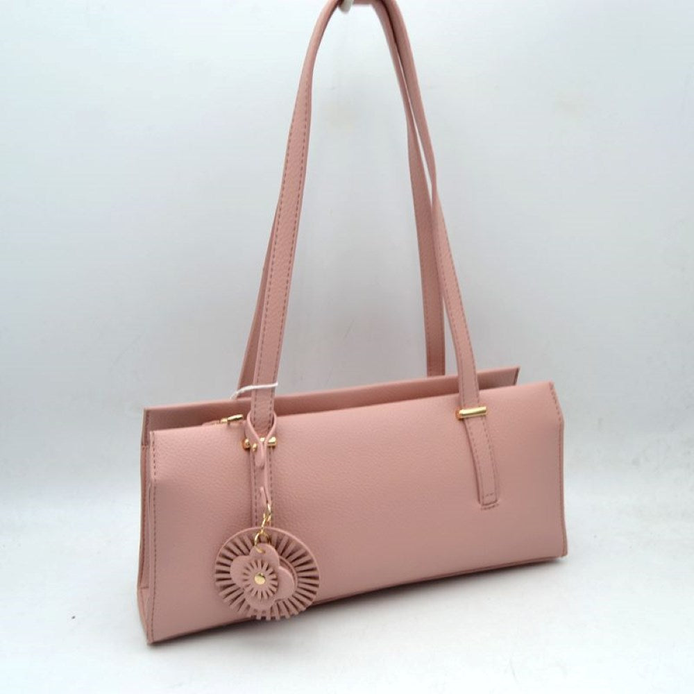 Elegant Shoulder Tote Bag with Decorative Charm
