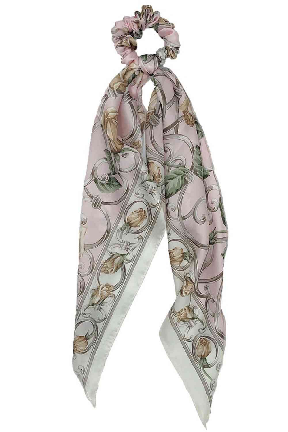 Floral Print Scarf Ponytail Holder