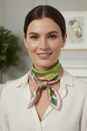 Geometric Multi Pattern Print Silky Bandana Scarf