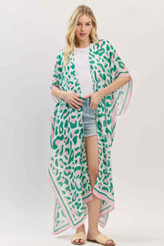 Leopard Print Open Front Long Kimono