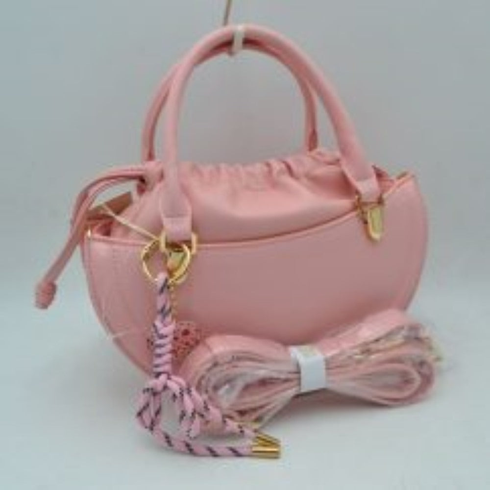 Curved Top Handle Handbag with Drawstring Inner Pouch