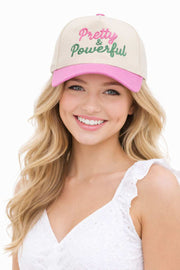 PRETTY & POWERFUL Letter on Two Tone Baseball Cap