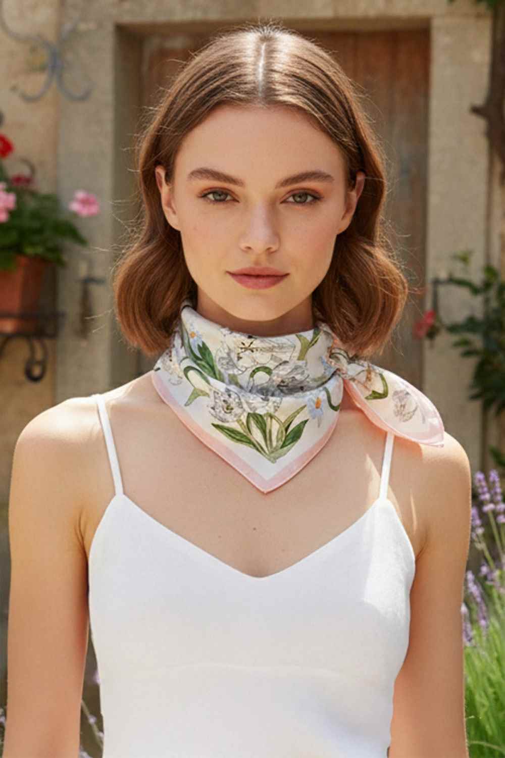Rhythmical Floral Print Bandana Scarf