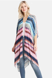 Stripe Multi Color Pattern Summer Kimono Cover Up
