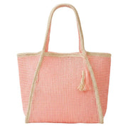 Two Tone Woven Straw with Tassel Tote Bag
