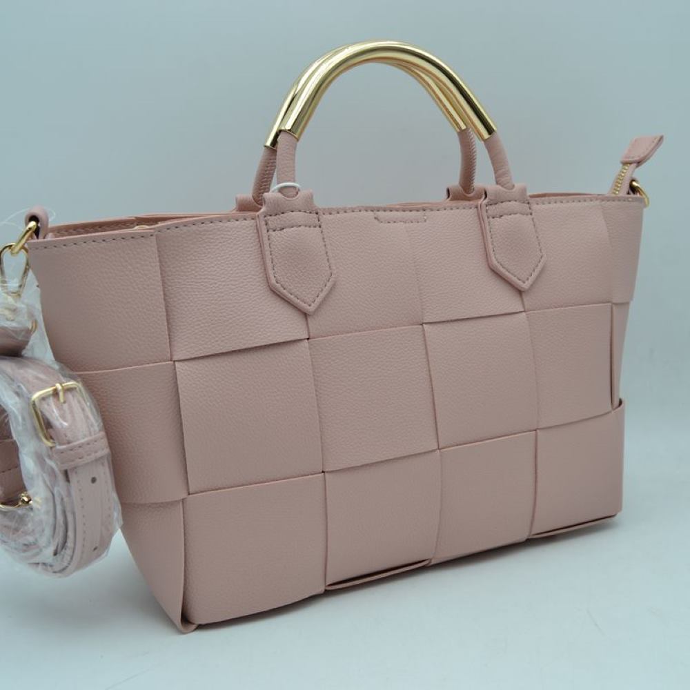 Wide Woven Accent Top Handle Satchel Crossbody Bag
