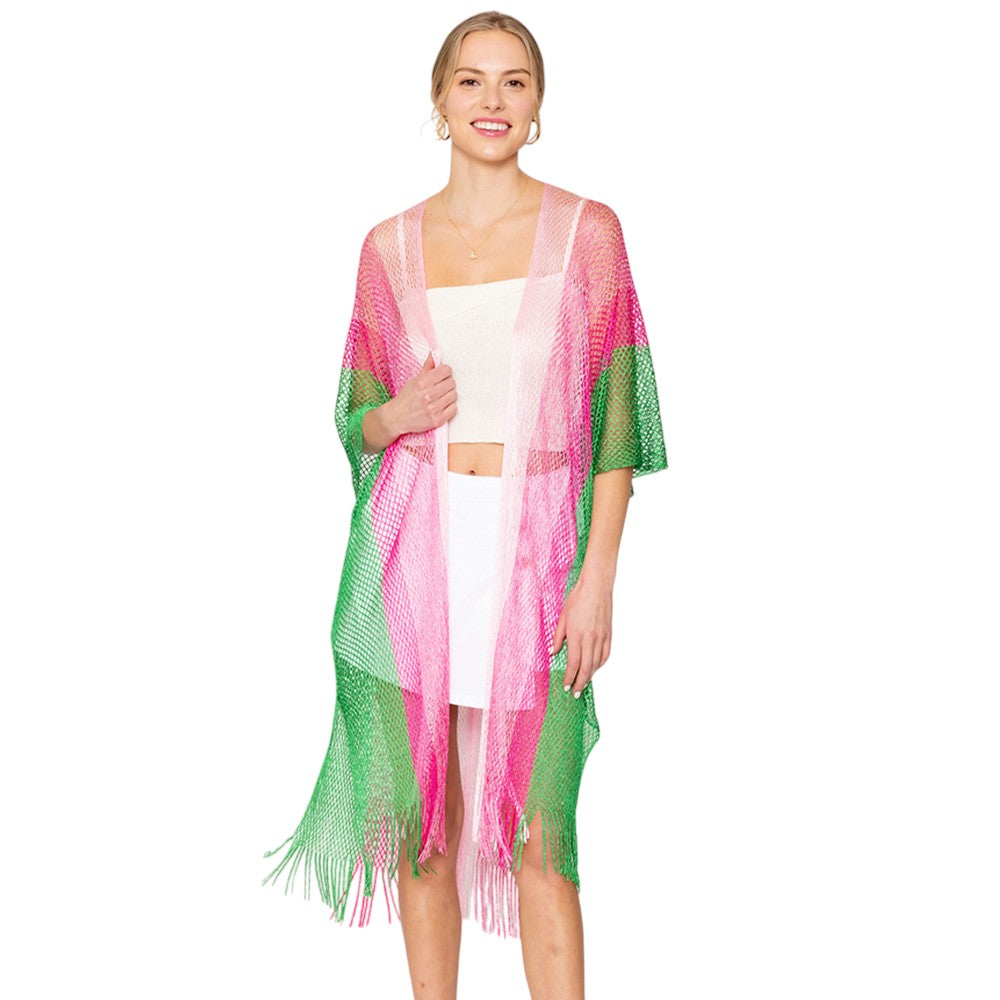 Two Tone Lurex Kimono Poncho