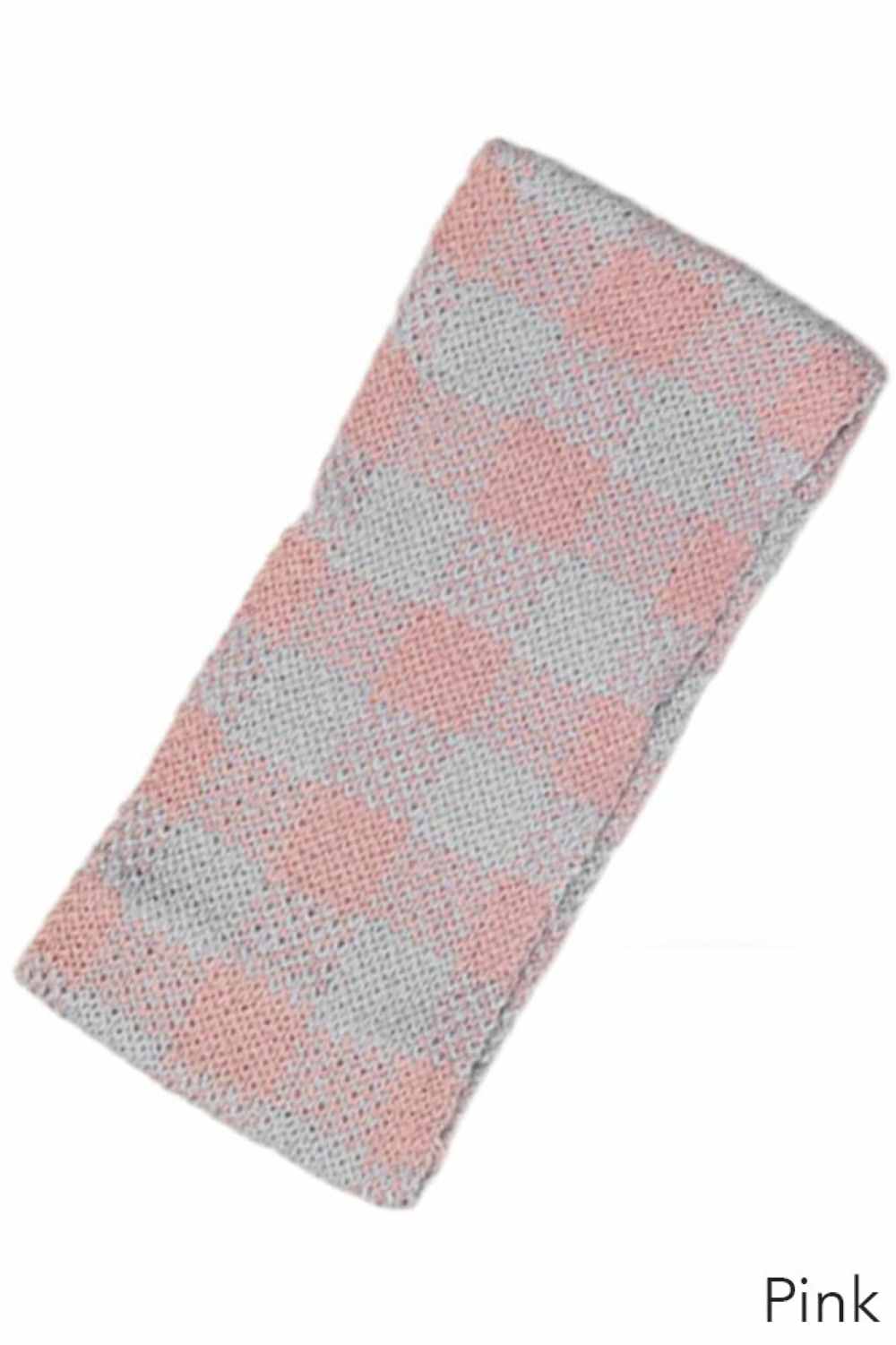 Checked pattern knit headband