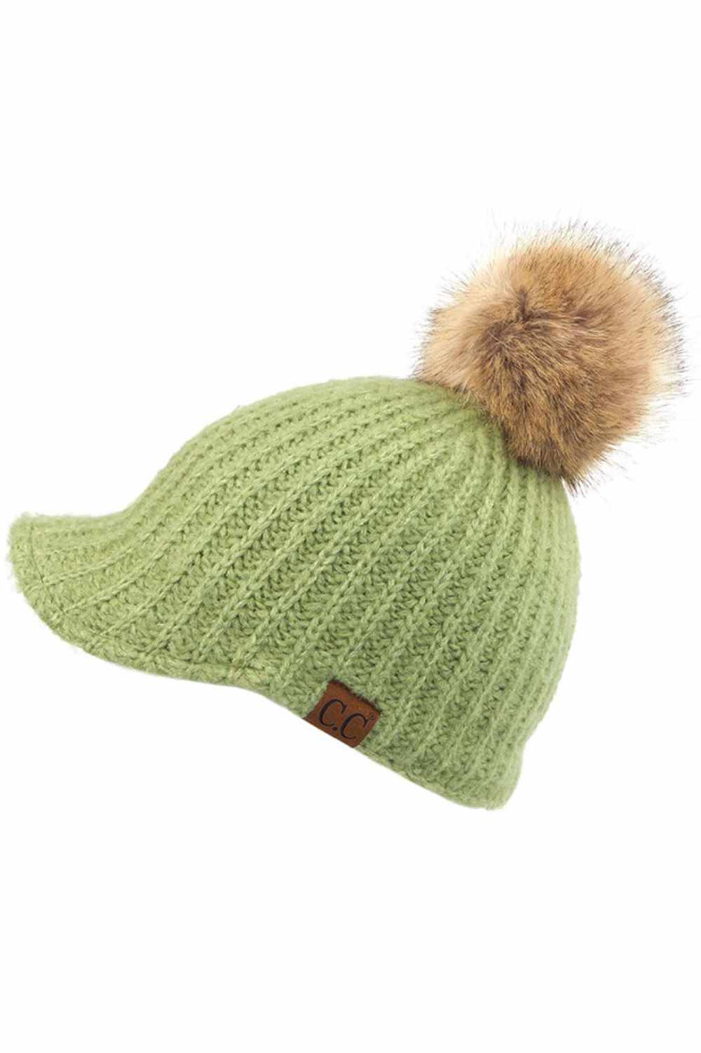 C.C Beanie Knitted Brim With Pom