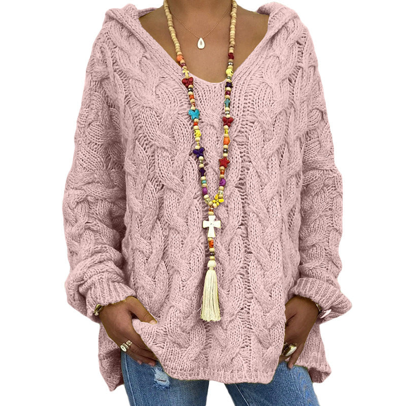 Pull à capuche ample à manches longues pour femme 