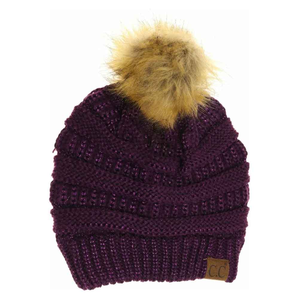 Metallic Fur Pom C.C Beanie